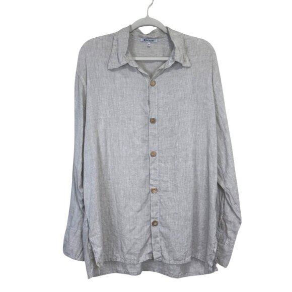 B.Loose Mens Button-Up Shirt Linen Athens Greece Beige Long-Sleeve Size M - Picture 1 of 7